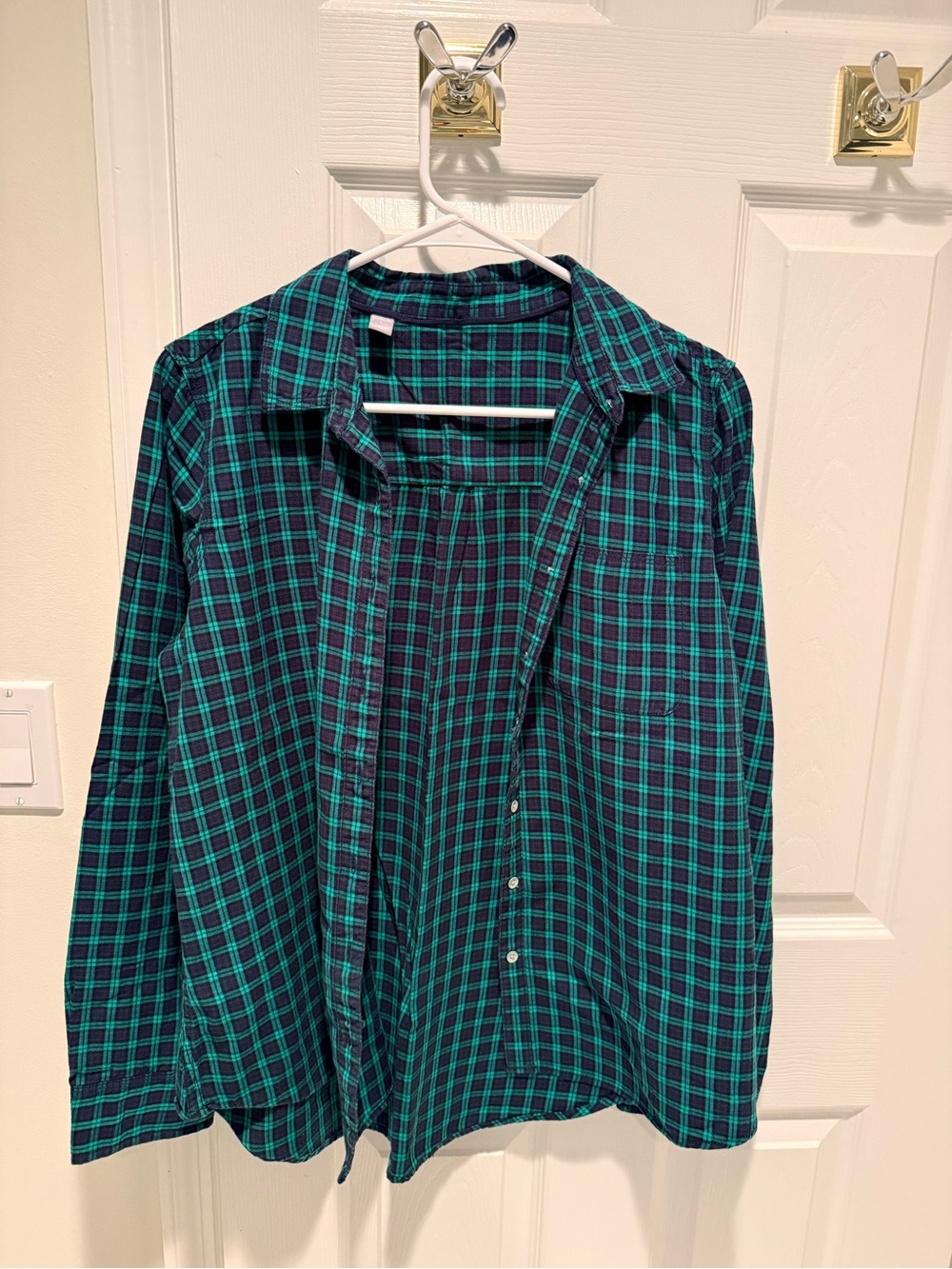 Green and Black Plaid Button-Up Shirt